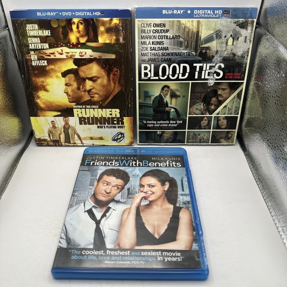 Blood Ties Runner Runner Friends With Benefits Blu Ray Bundle Lot Clive Owen